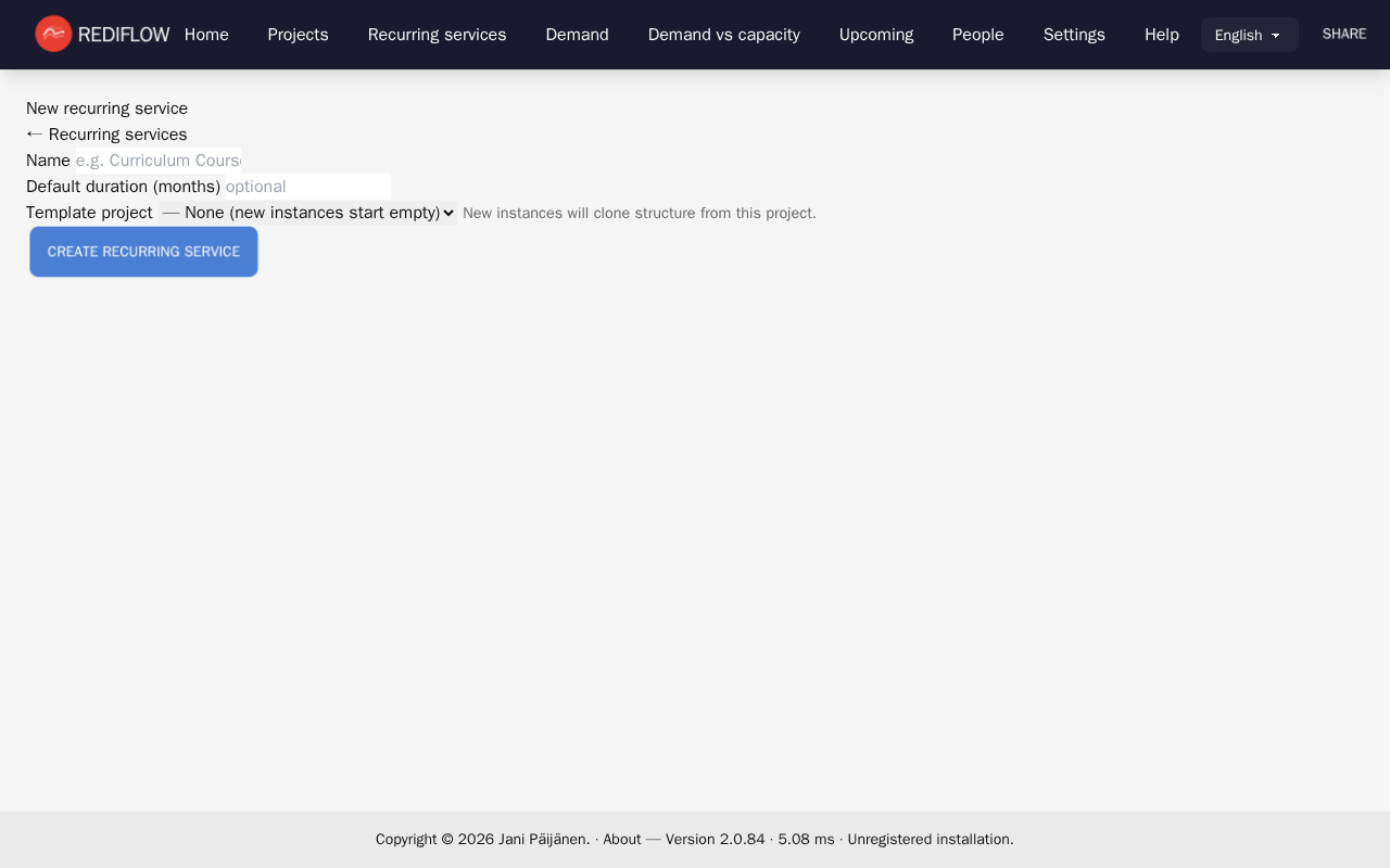 New recurring service form